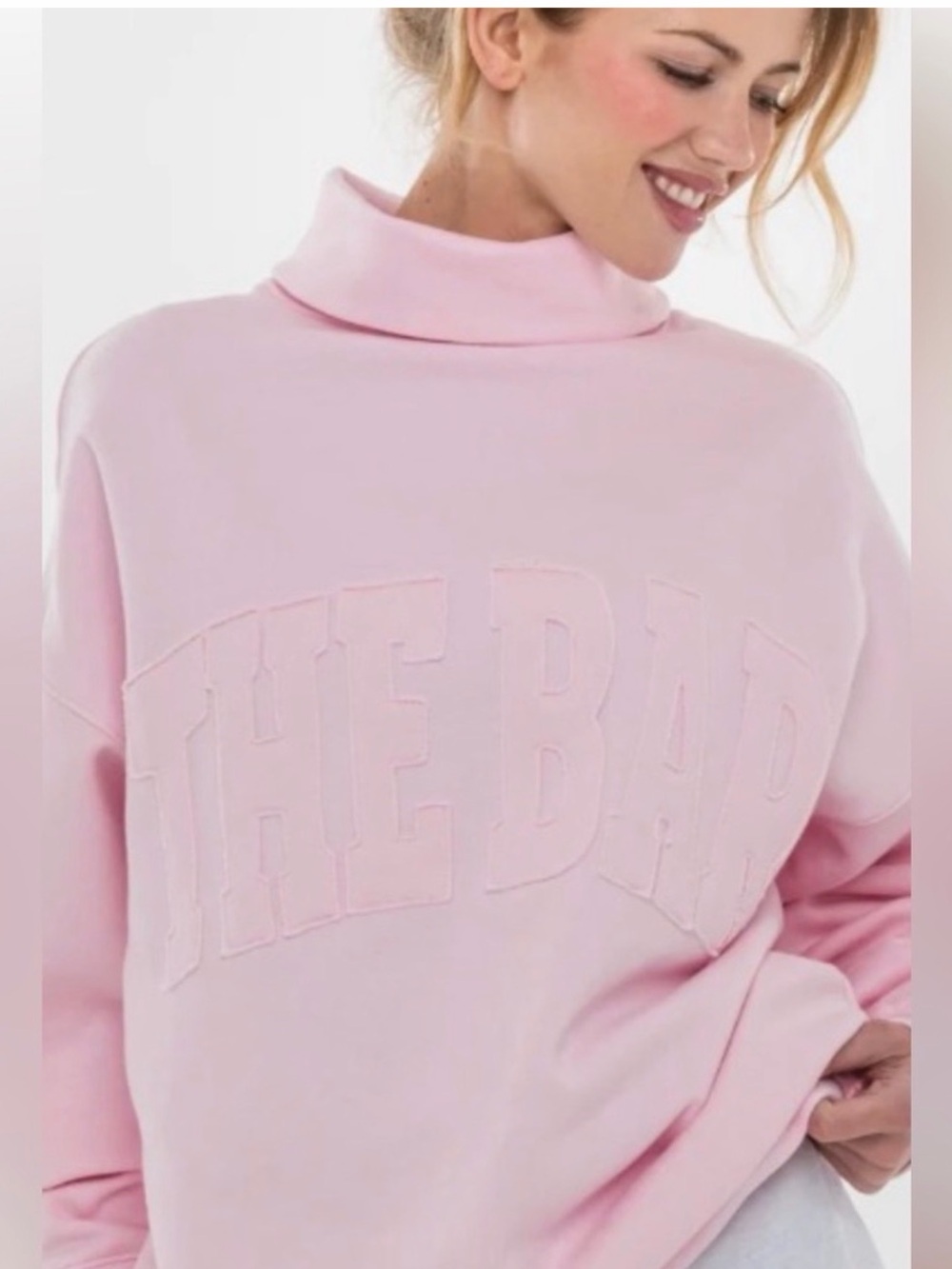 The Bar Light Pink Turtleneck Sweatshirt